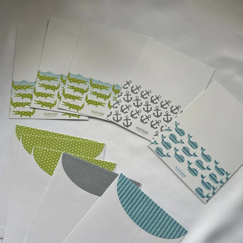 Maritime greeting cards assortment set of 5 alligator anchor whale